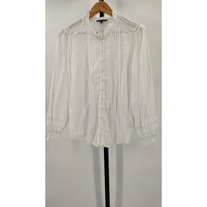 Quince White Ruffle Blouse